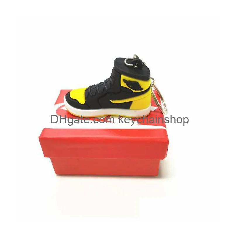 wholesale designer mini silicone sneaker keychain with box for men women kids key ring gift shoes keychains handbag chain basketball shoe key