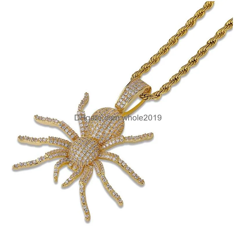 hip hop boutique spider pendant mens bling 18k real gold necklaces jewelry