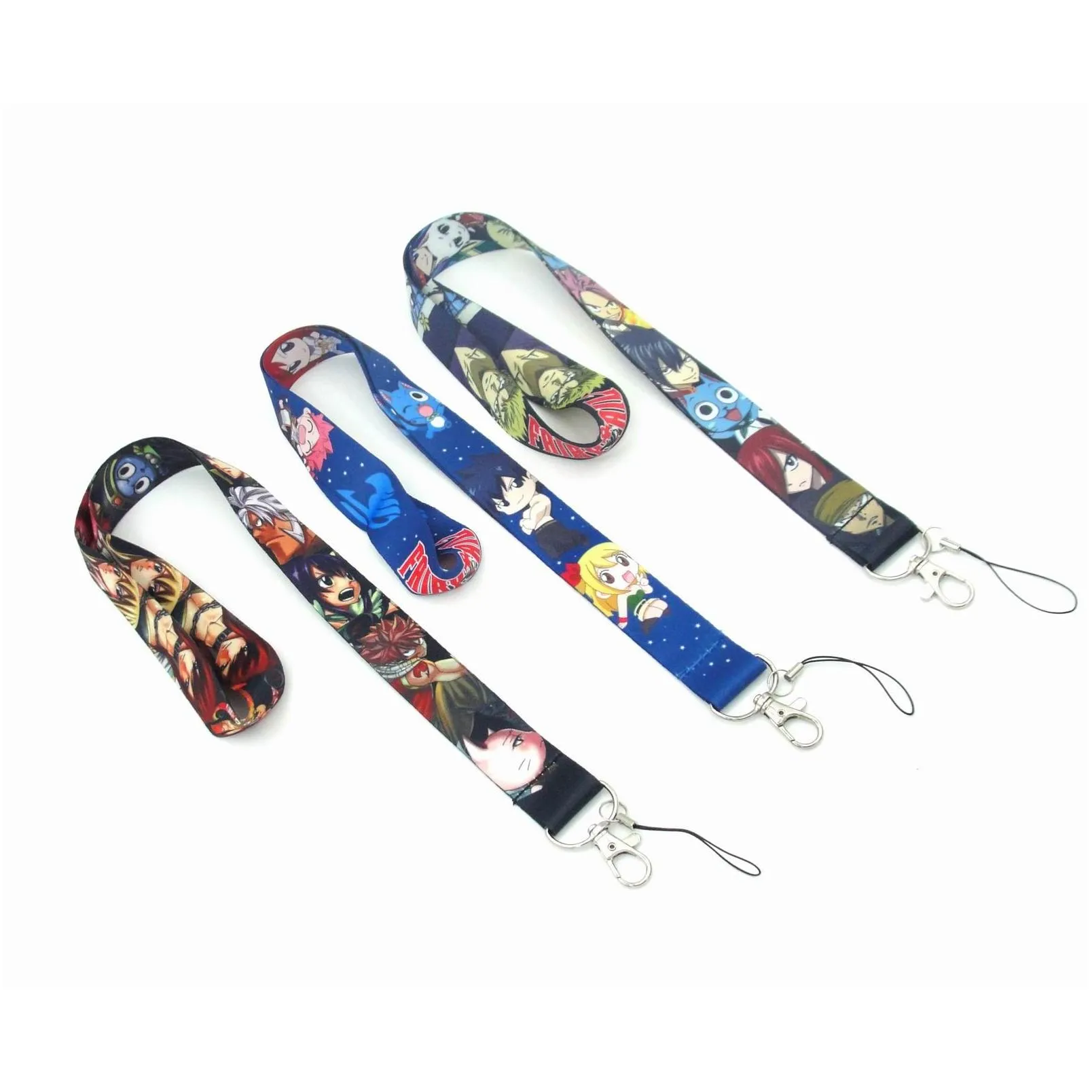 2021 cartoon japan fairy tail lanyard id badge holder keys mobile phone neck id holders for car key id card mobile phone 36