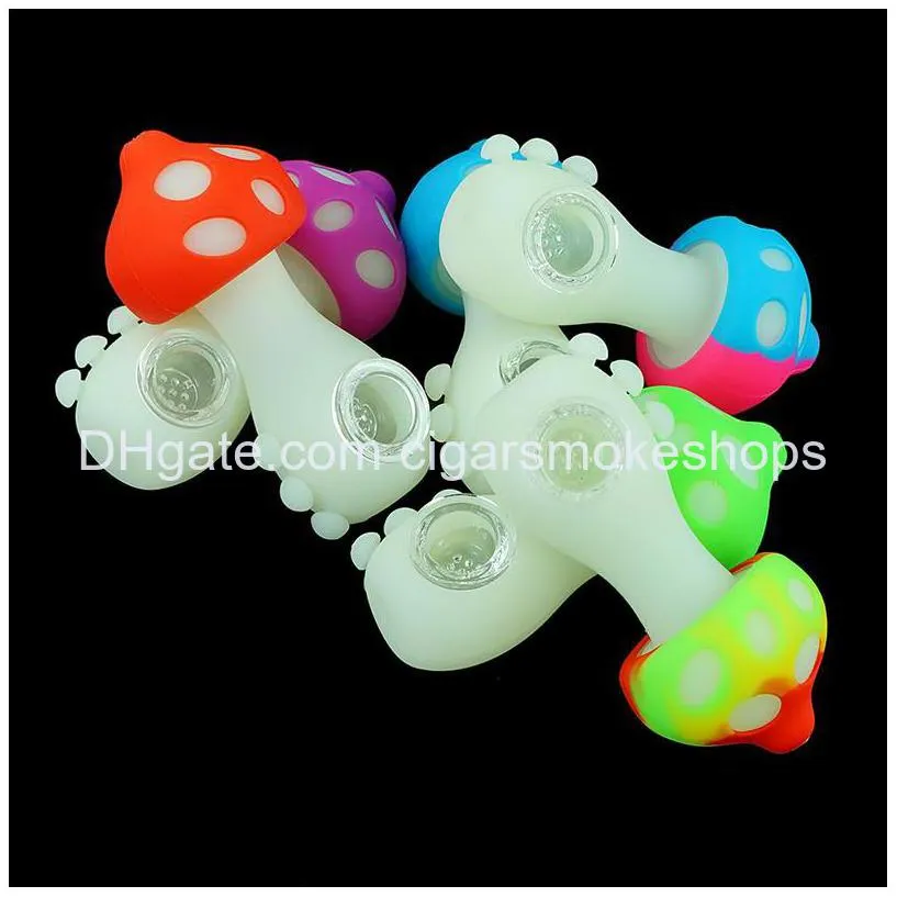 mushroom like silicone hand oil burner smoking pipes dab rig accessories colorful oil burners