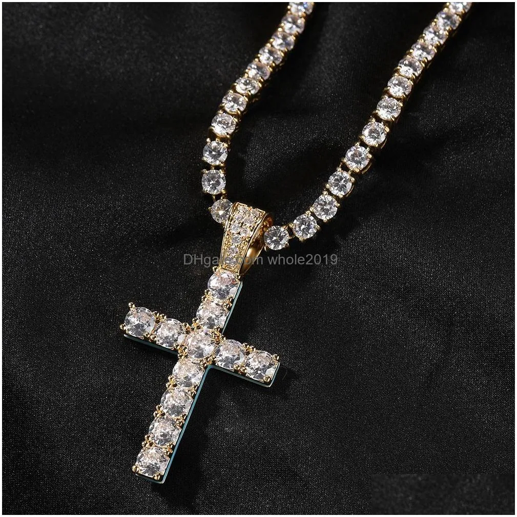 blue drip oil cross pendant necklace glow at night 18k real gold plated jewelry