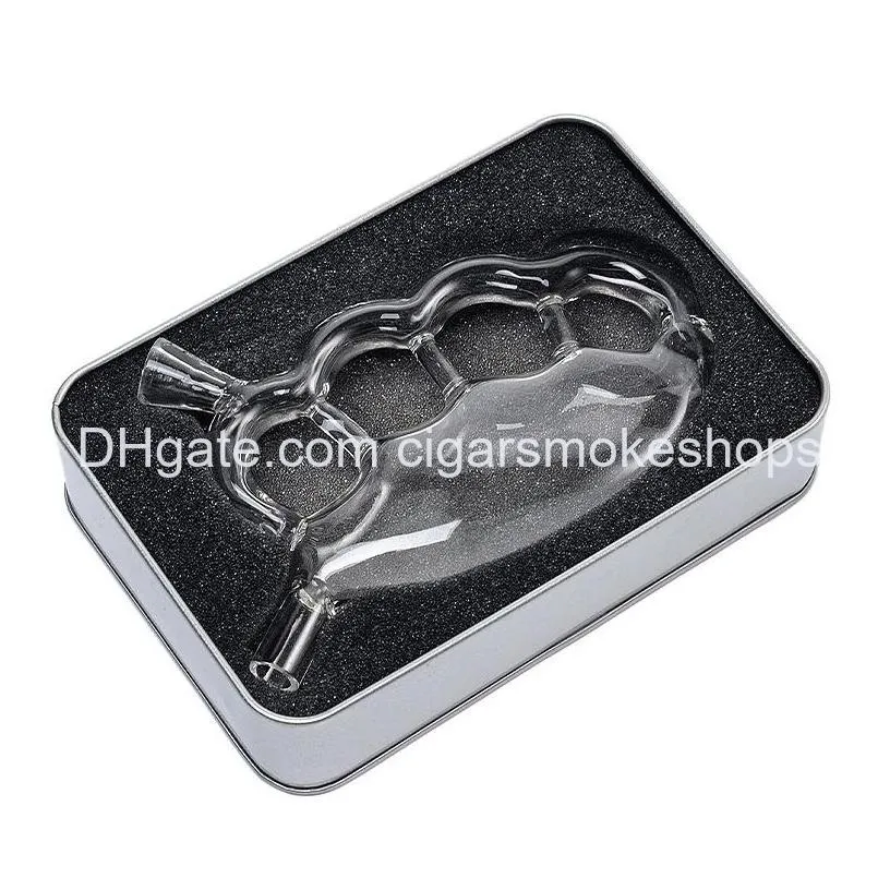 heady glass knuckles bubbler pipe hookahs refers to the tiger shaped portable filter water pipes with aluminum package