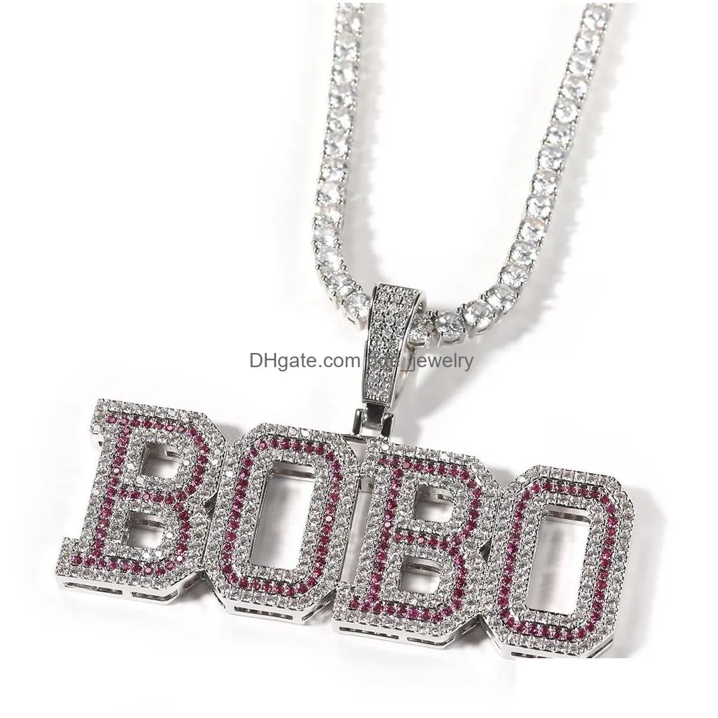 topbling az custom name letters pendant necklaces courful zircon can choose real gold plated hip hop jewelry