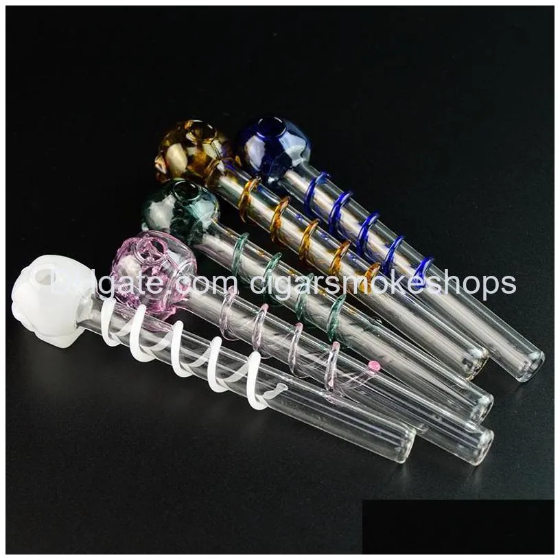 46 inch pyrex glass oil burner pipes mini small multi colors colorful handpipe smoking accessories tobacco pipe 10 styles dhs 