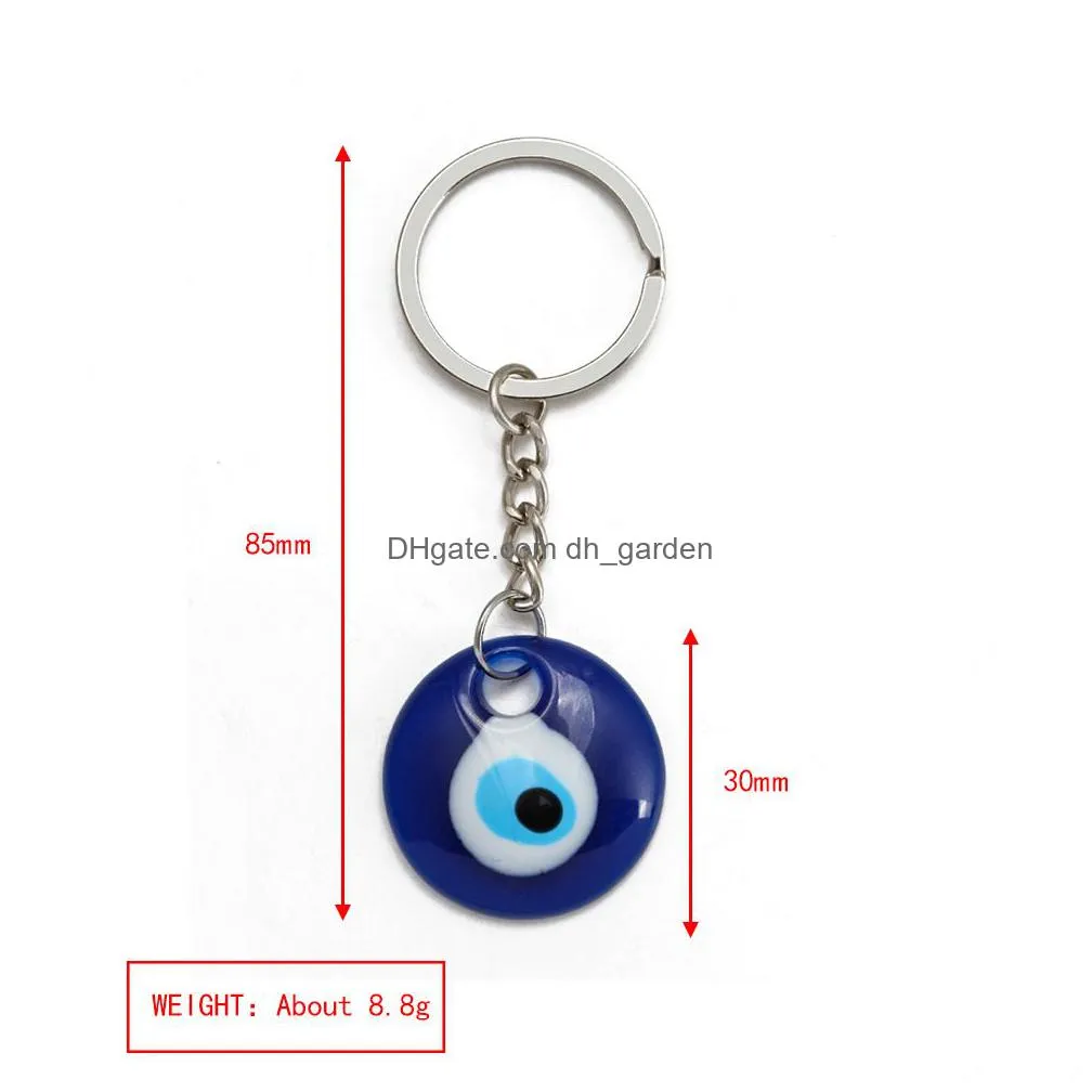 round turkish evil eye keychains lucky resin blue pink red eye charm key chain keyring for men women car key pendant