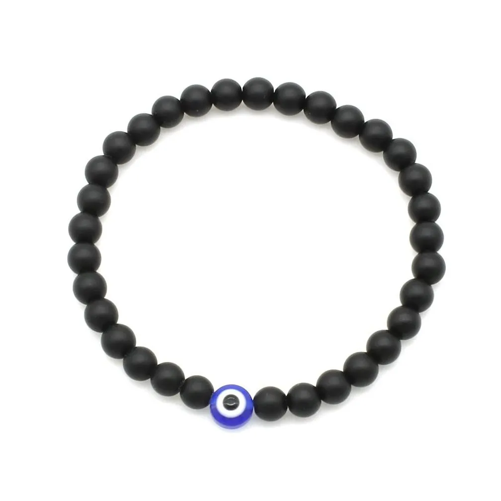 turkish evil eyes bracelet black natural stone beads obsidian men braslet for women men yoga hand jewelry accessories