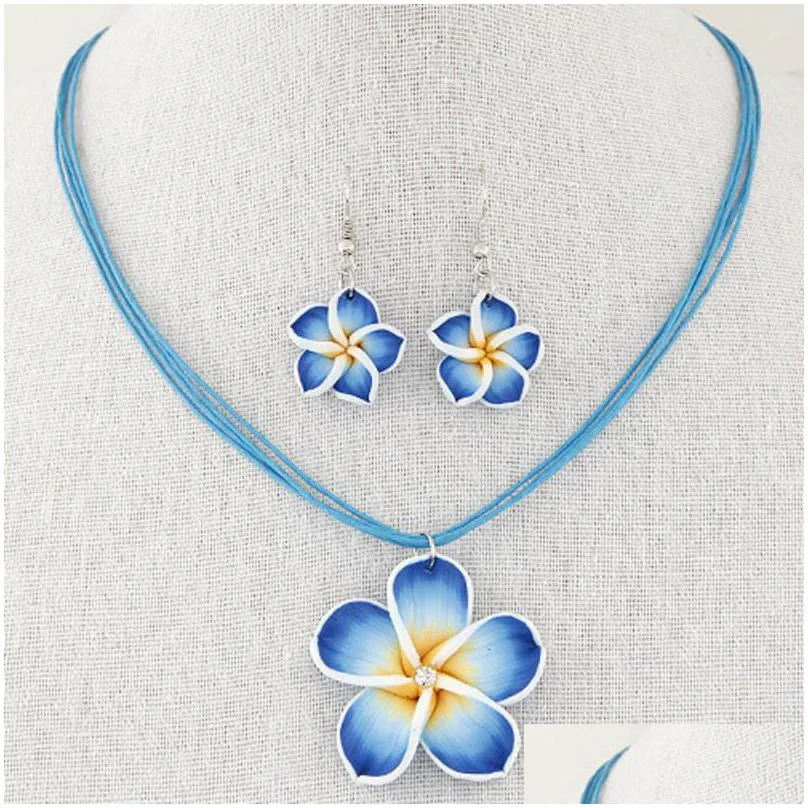 fashion sweet and rich flowers wax rope temperament necklace earrings set necklace set