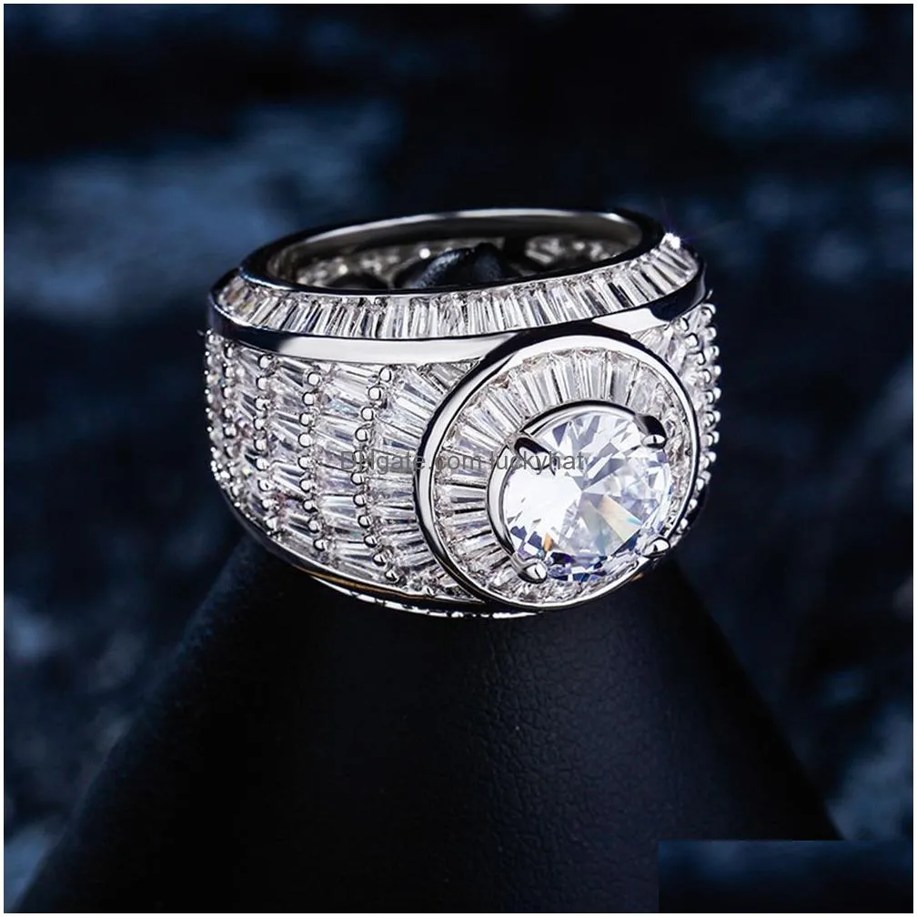 hip hop casting rings with side stones t crystal zircon men women finger wedding gift