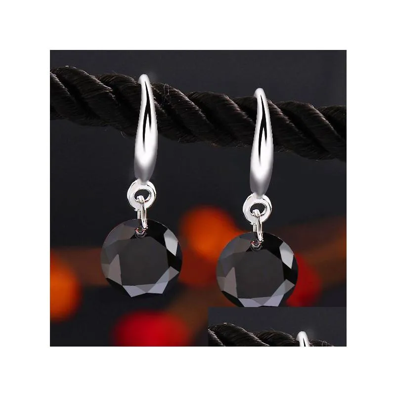 sterling silver earrings gemstone big long dangle geometric drop earrings cubic zirconia statement crystal earrings