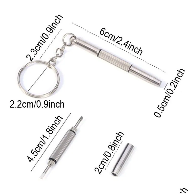 3 in 1 eyeglass screwdriver keychain repair glasses watch phone triple versatile small screwdriver eyeglass mini screwdriver bh2365