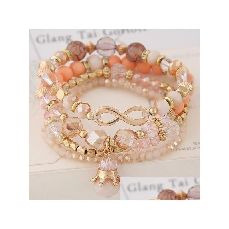 bracelets for women bijoux glasses stone beads bracelets bangles gold one direction multilayer elastic charm pulsera gc177