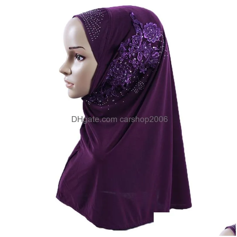 islam mask muslim headscarf high quality fashion silk drill long scarf woman summer national wind cover vf0011