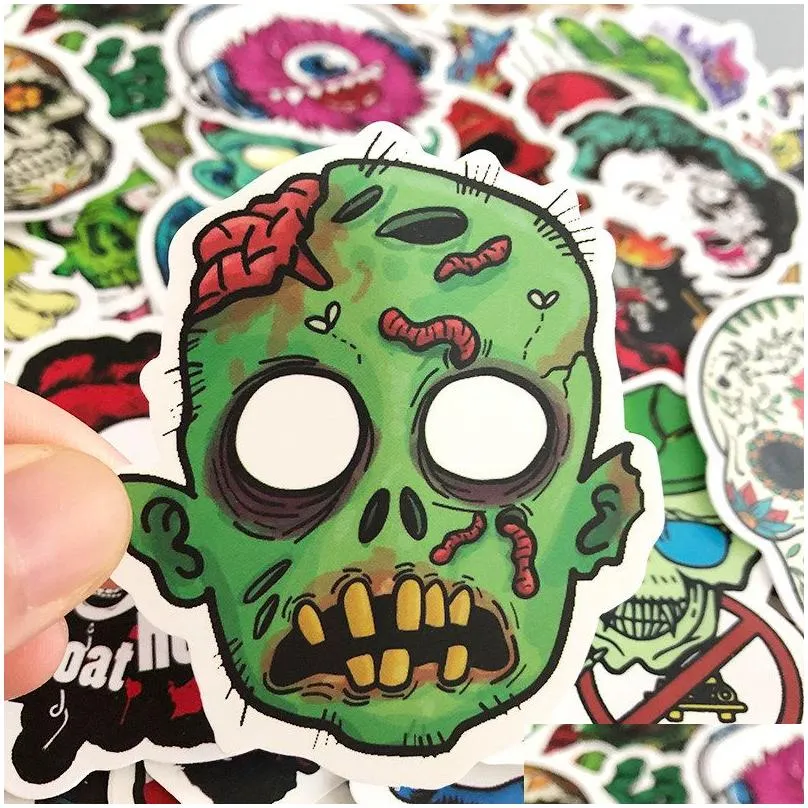 50pcs waterproof laptop skull horrible stickers graffities decals for car motorcycle bicycle luggage skateboard and home