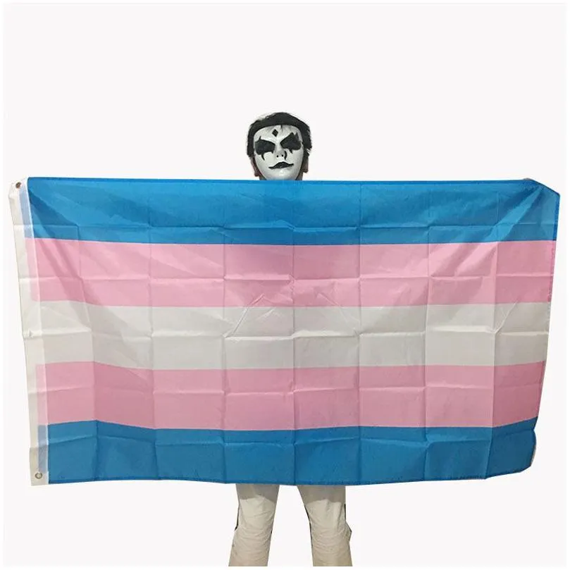 polyester rainbow 90x150cm flags transgender gay pride banner pink blue lgbt flag banner flags party supplies rainbow flag bh2015 tqq