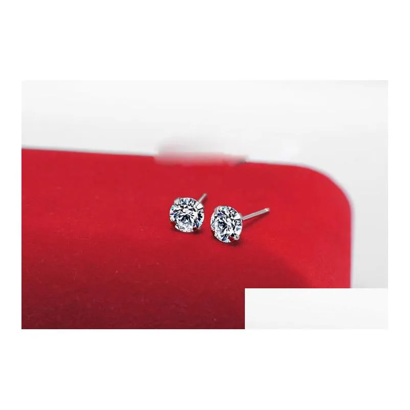 925 sterling silver stud earrings luxury crystal zircon stud earrings for men women elegant noble earring jewelry high quality