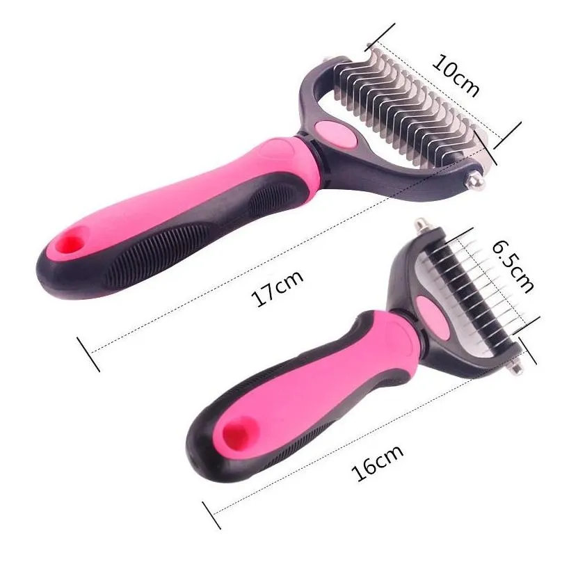 inventory wholesale pet fur knot cutter dog grooming shedding tool cat hair removal comb brush double sided pet products