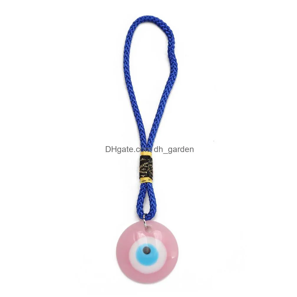 round turkish evil eye keychains lucky blue pink red eye charm key chain vintage keyring for men women car key pendant