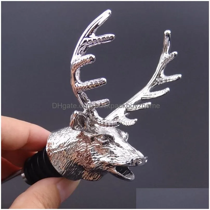 zinc alloy wine pourer bar tools creative deer head cork wines stopper table decoration supplies 5 style