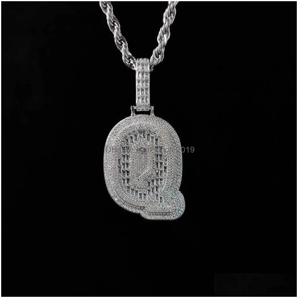 az custom large letters pendant necklaces full bling zircon women men gift