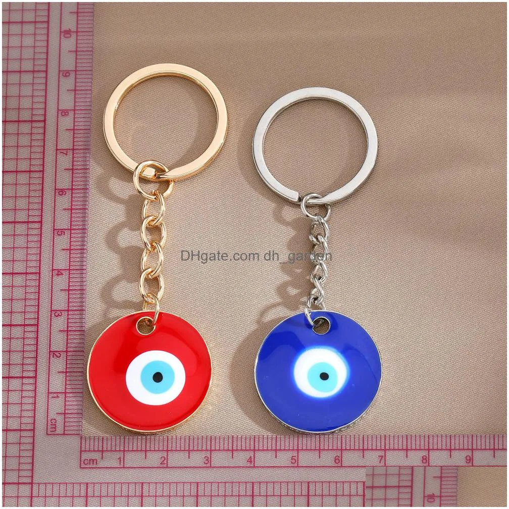 gold silver turkish evil eye keychains lucky blue pink red eye charm key chain keyring for men women car key pendant