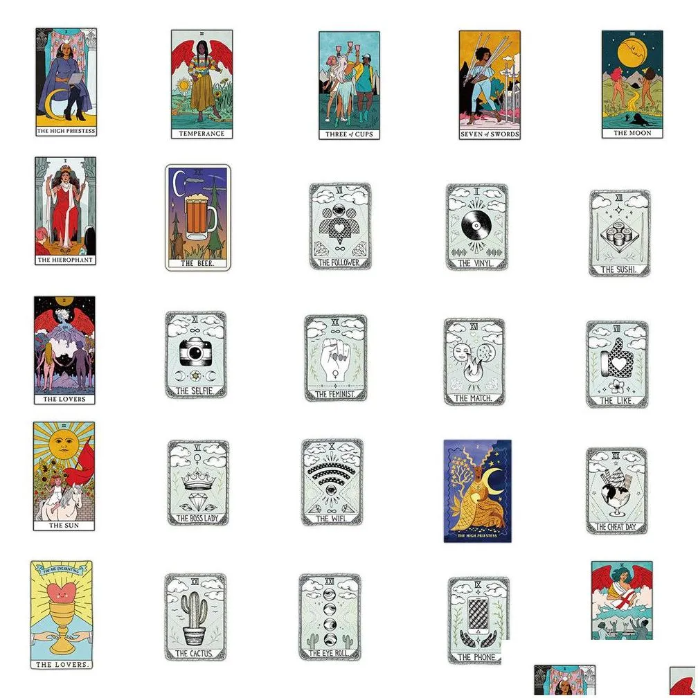 50pcs tarotcard stickers nonrandom for car bike luggage sticker laptop skateboard motor water bottle snowboard wall decals kids