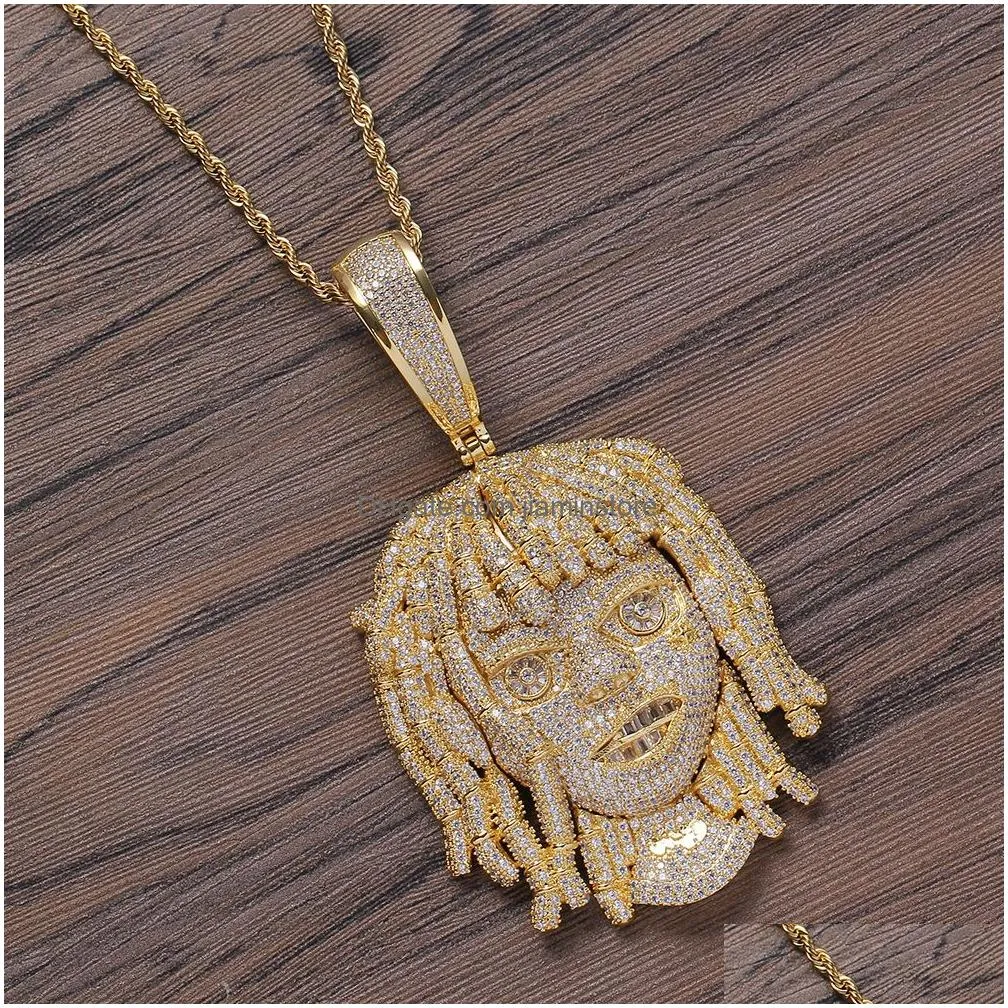 hip hop rap large pendant necklace full bling 5a zircon 18k real gold plated jewelry