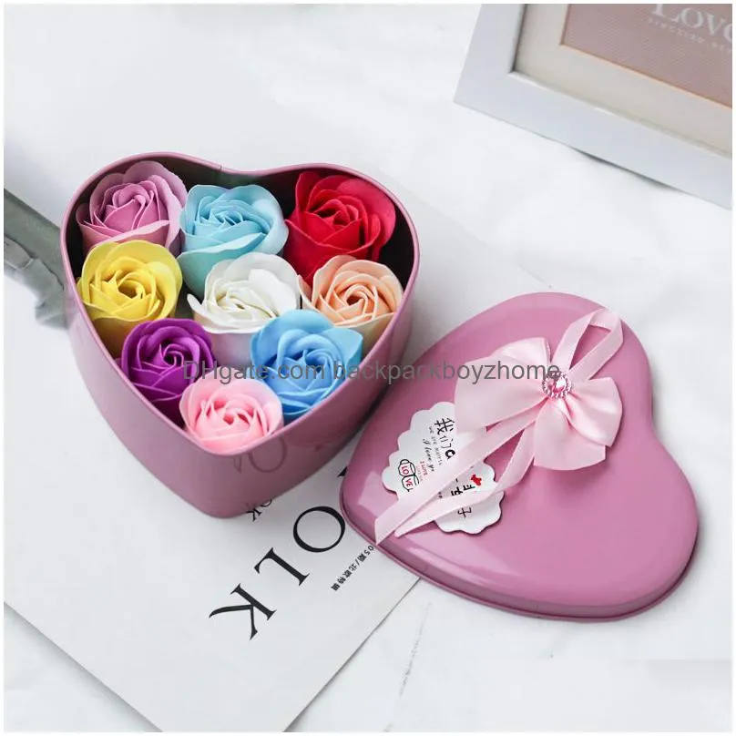 valentines day gift 9 rose soap flowers party favor scented bath body petal foam artificial flower diy home decoration