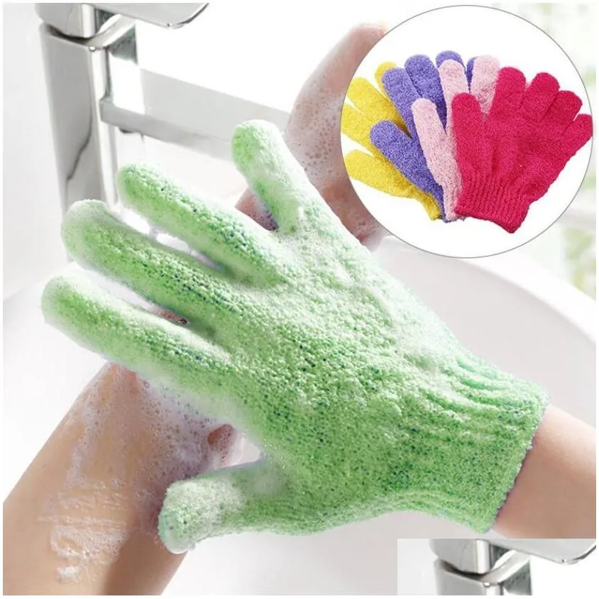 exfoliating bath gloves scrubbers for shower body massage double sided scrubber mitts glove dead skin cell remover sponge wash skins moisturizing spa foam 13