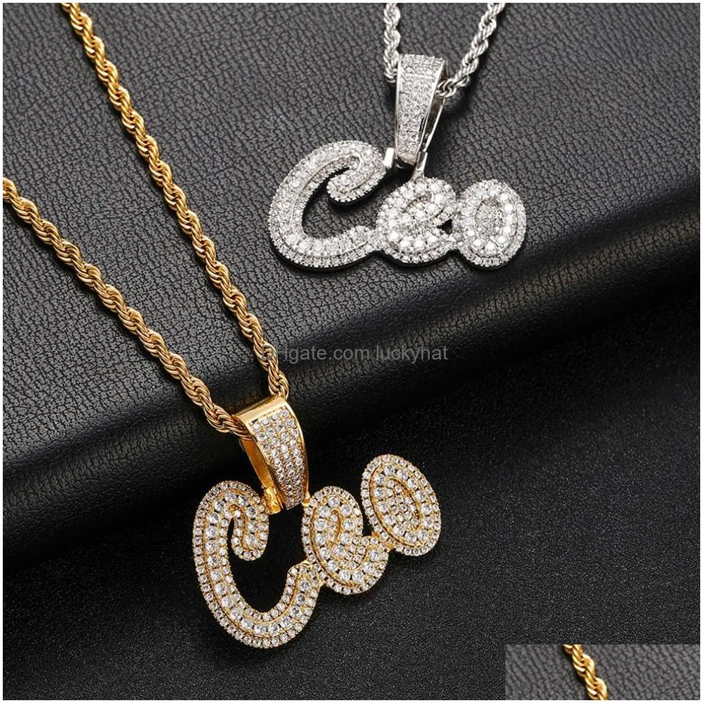 topbling hip hop custom 26 letters name pendant necklace 18k real gold plated jewelry