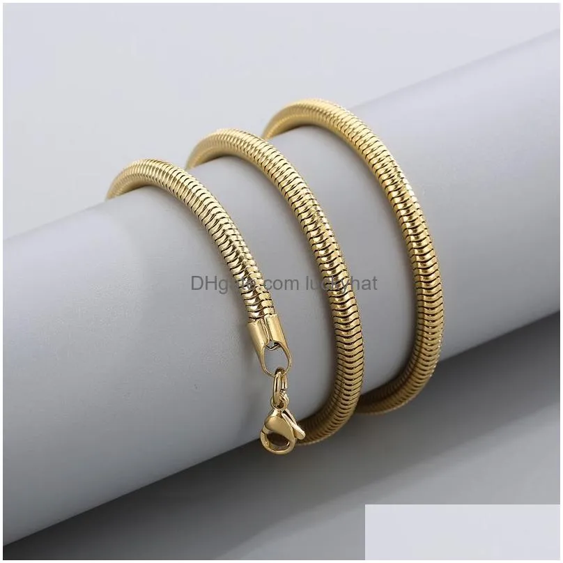 stainless steel round snake chain link necklace for men women gift jewelry accessories wholesale