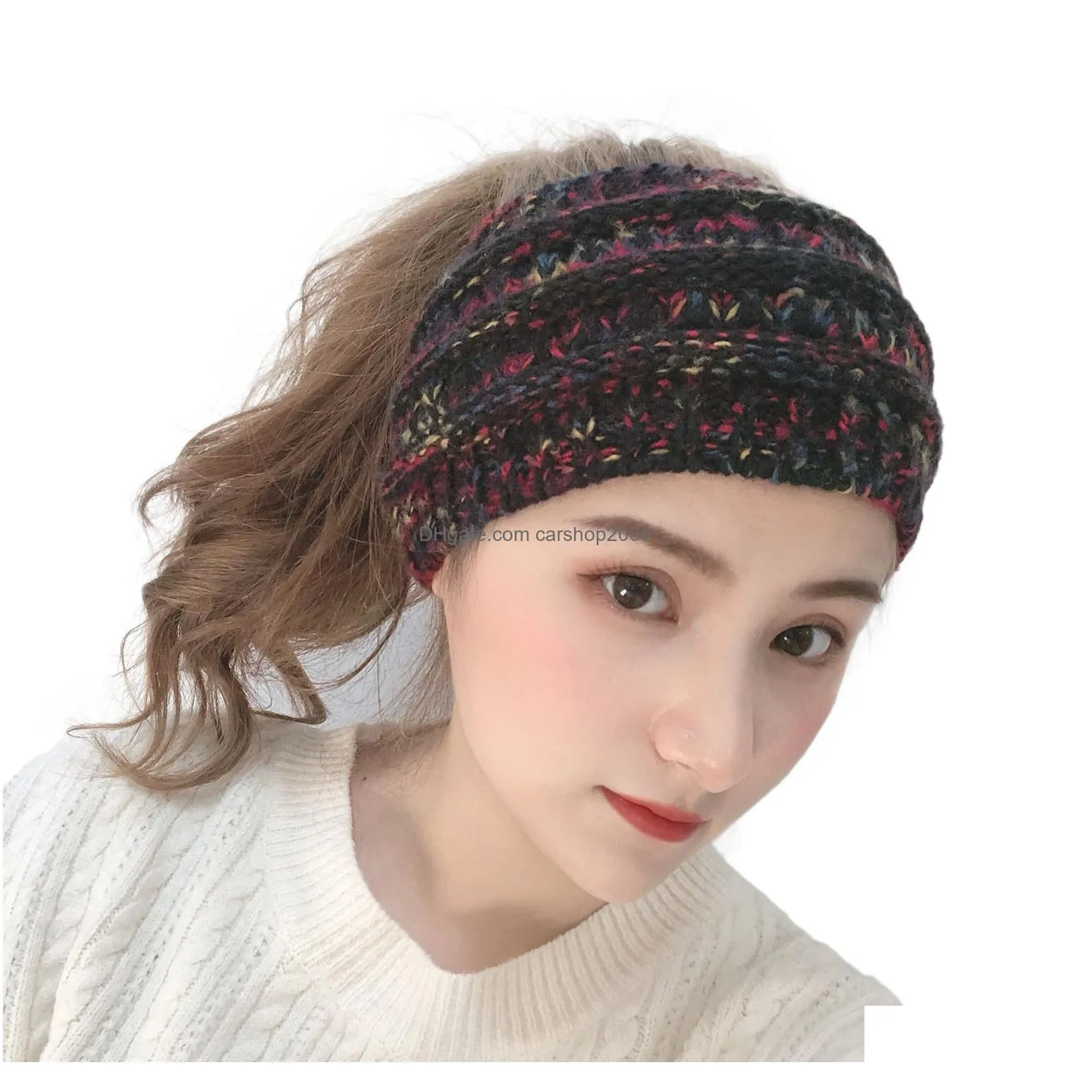 colorful knitted headband women winter sports headwrap hairband turban head band ear warmer beanie cap headbands hair accessories dbc