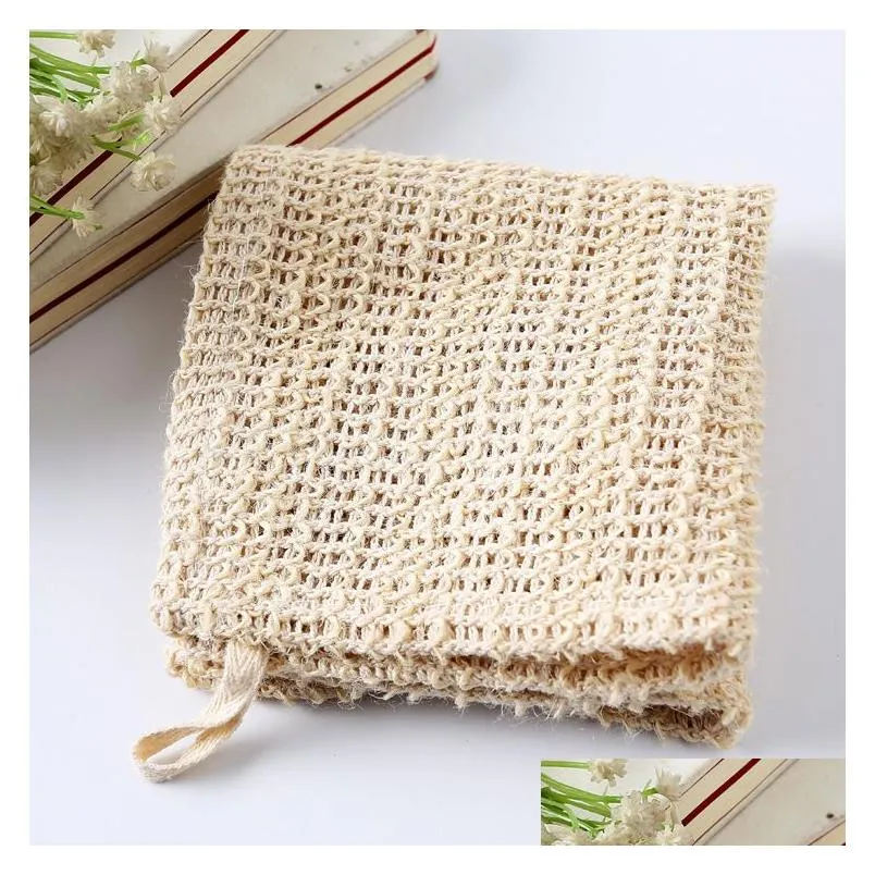 100% nature sisal cleaning towel for bath body exfoliating linen sisal wash cloth 25x25cm shower washcloth sisal linen fabric