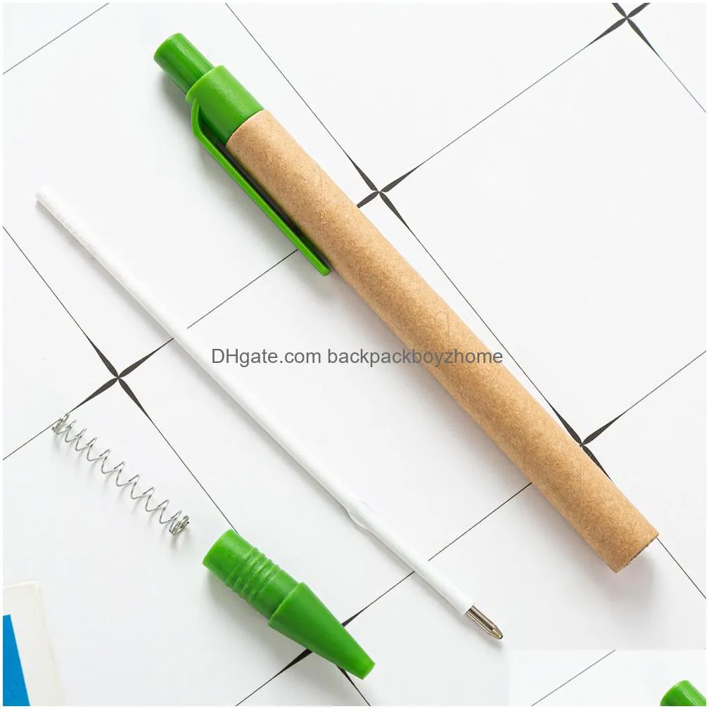 kraft paper ballpoint pens stick pen press tube stationery writing supplies