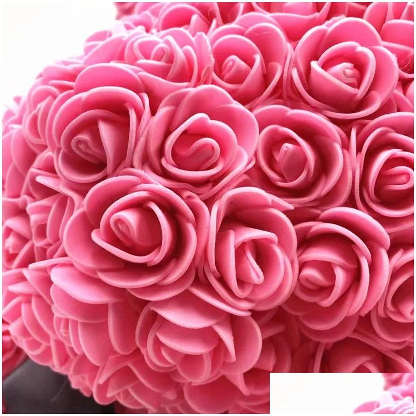 pe plastic artificial flowers rose bear multicolor foam rose flower teddy bear valentines day gift birthday party spring decoration