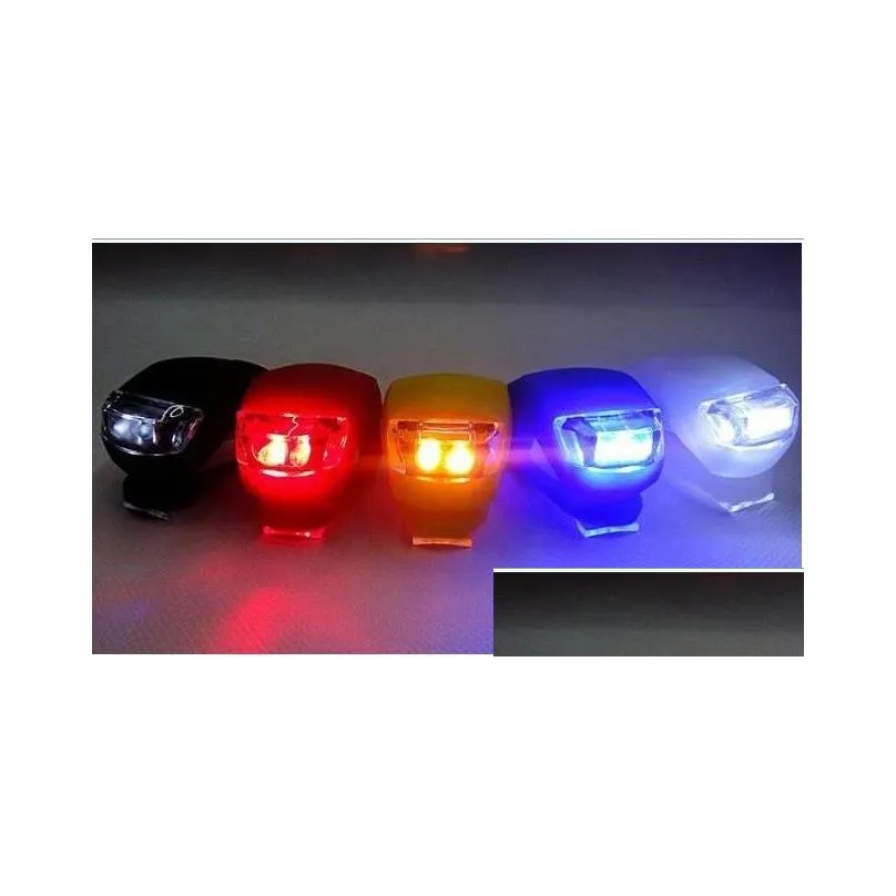 gel silicone bike lights 2led cycling bike bicycle light rubber tail light front rear flash warning light lamp headlamp silicone light