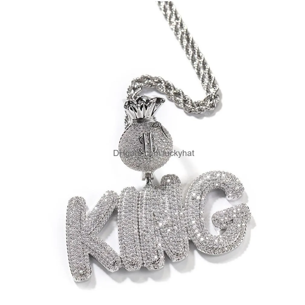 topbling az custom name letters pendant necklaces dollar symbol buckle full bling zircon