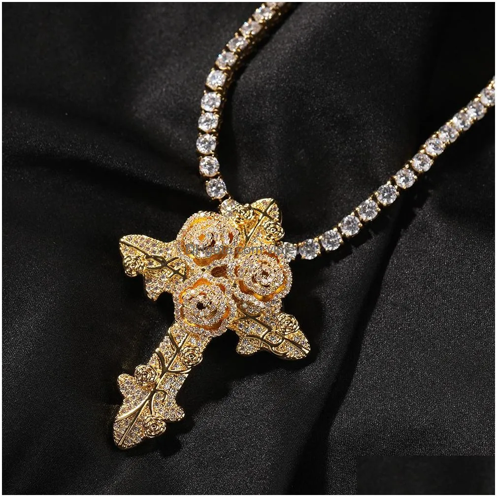 real 14k gold plated diamond cross pendant necklace romantic valentines day religious jewelry for couples