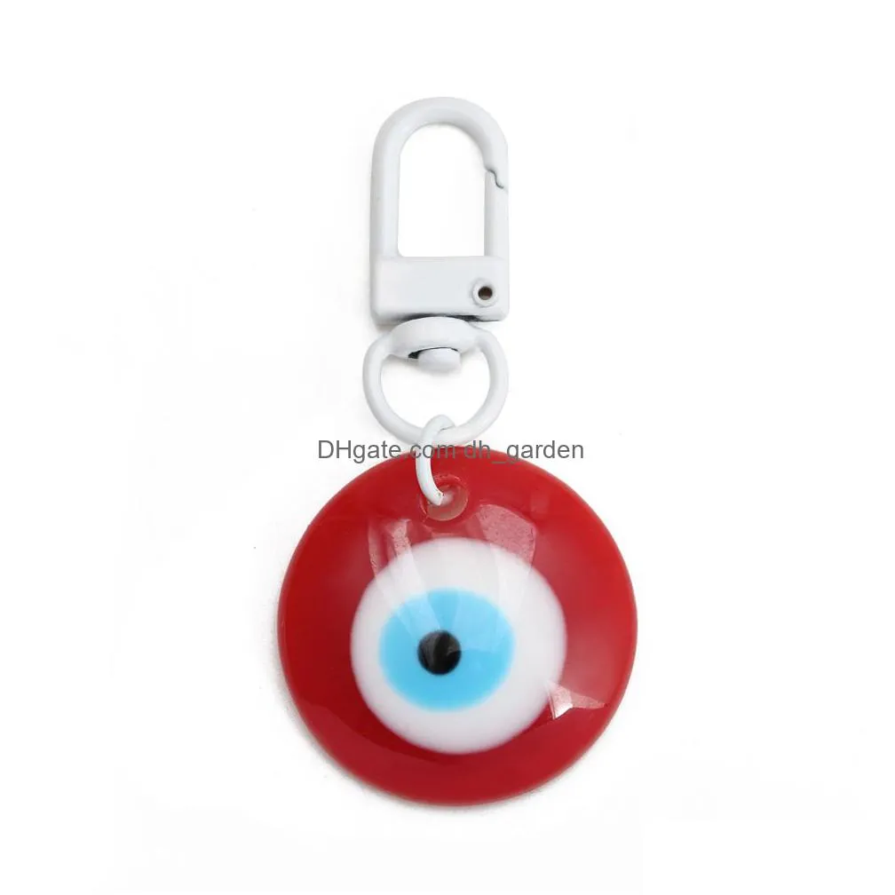 round turkish evil eye keychains lucky resin blue pink red eye key chain keyring for men women car key pendant