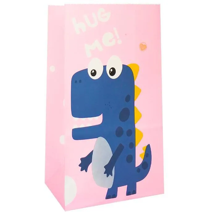 paper party bags candy gift celebrations baby shower birthday wedding 13x8x24cm dinosaur blue pink red yellow follow your heart food polka d