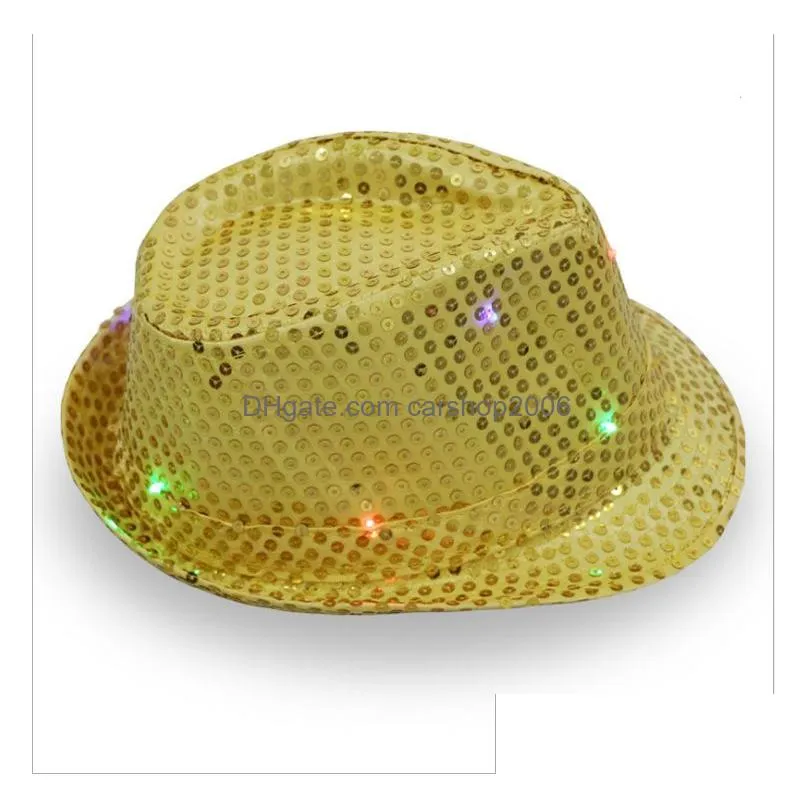 adult sequin glitter jazz hat stage prop flash denim trend hat women men fashion eyecatching street dancing hat performance cap dbc