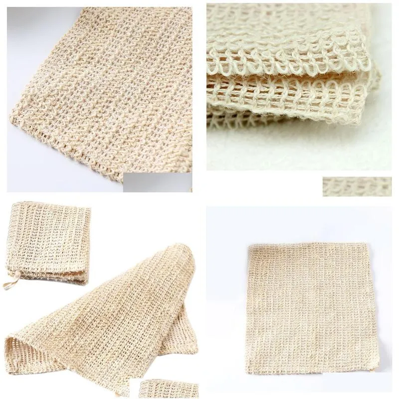 100% nature sisal cleaning towel for bath body exfoliating linen sisal wash cloth 25x25cm shower washcloth sisal linen fabric