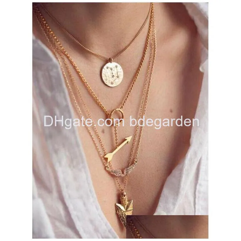 necklaces pendant women men modern dainty arrow char gold charms plated chain long pendant necklaces