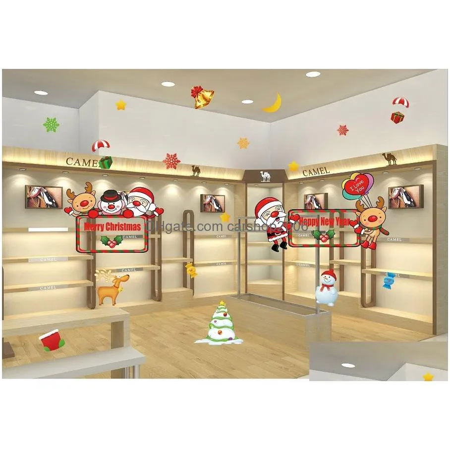 christmas decoration stickers glue static window sticker xmas shutter decorations decorate year atmosphere shop adornment