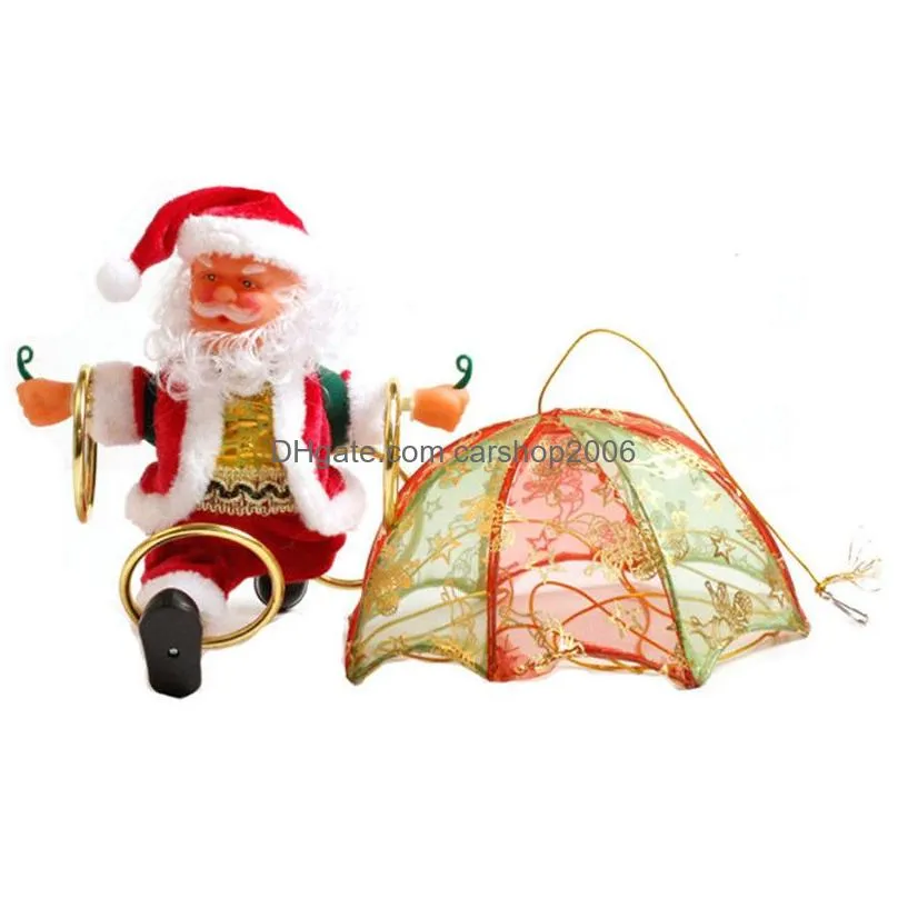 electric christmas santa claus toy hanging rotation parachute turn musical pendant christmas gift for child toy party supplies bc