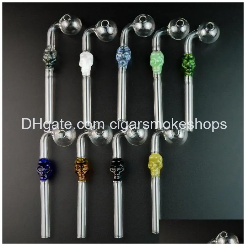 skull glass pipe pyrex oil burner pipe colorful glass smoking pipes new arrivals color randomly send sw21