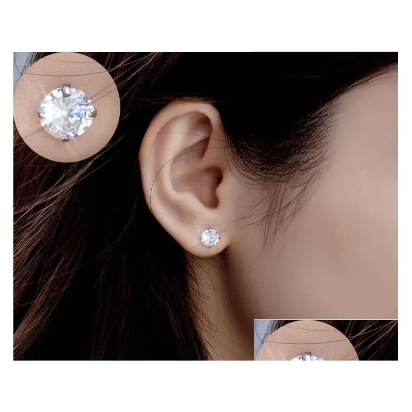 925 sterling silver stud earrings luxury crystal zircon stud earrings for men women elegant noble earring jewelry high quality