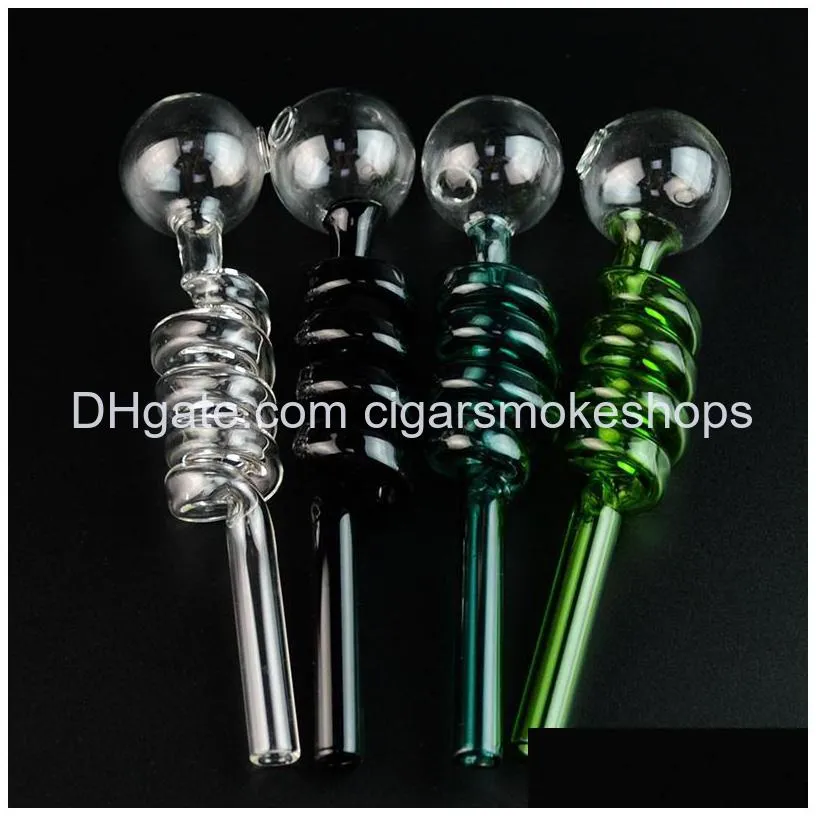 6 inch pyrex glass oil burner pipes mini small spoon pipe borosilicate spring bubblers handpipes ball balance fittings smoking