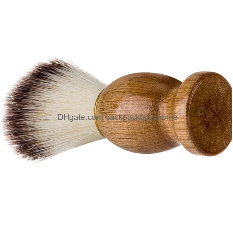 wooden handle nylon face brushes mens facial beard cleaning brush household beauty clean tools 11cm