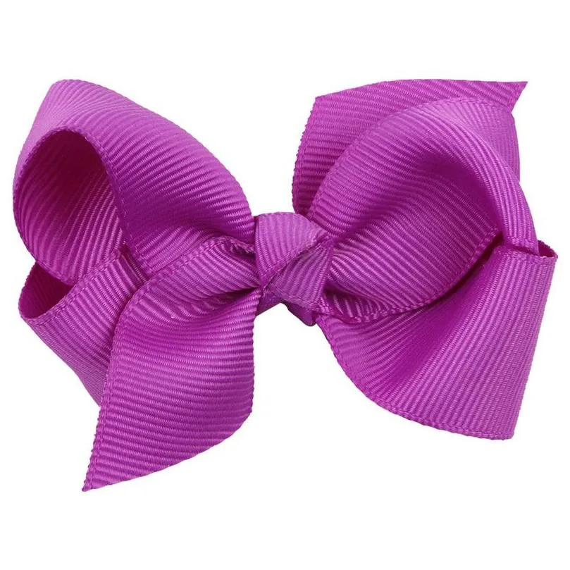 85pcs/lot 3.33.5 ribbon bows with clip solid color baby hair bow boutique hair accessories girls hair clips 4.5cm