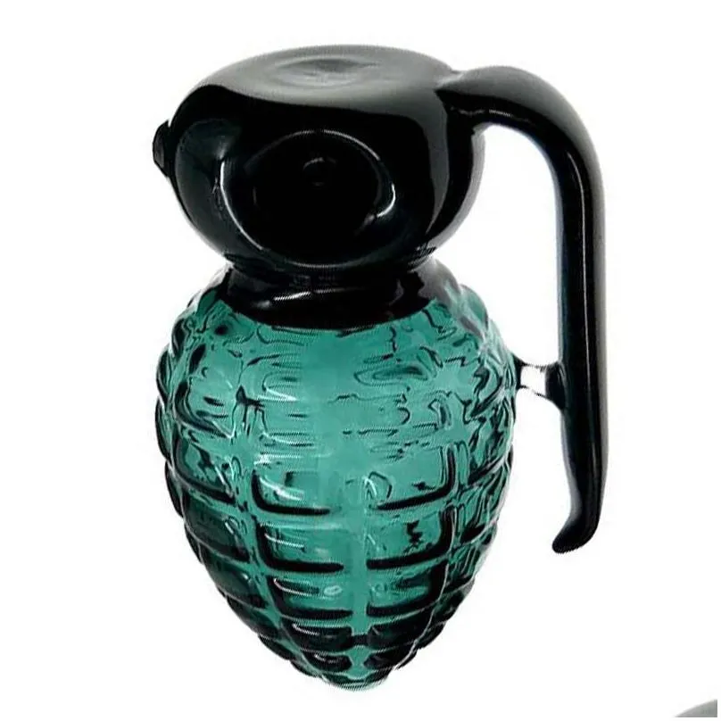 wholesale glass hand pipe dark green color grenade shape for smoking 4inch length